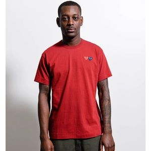 Comme des Garcons PLAY Double Hearts T-shirt Burgundy Size XL